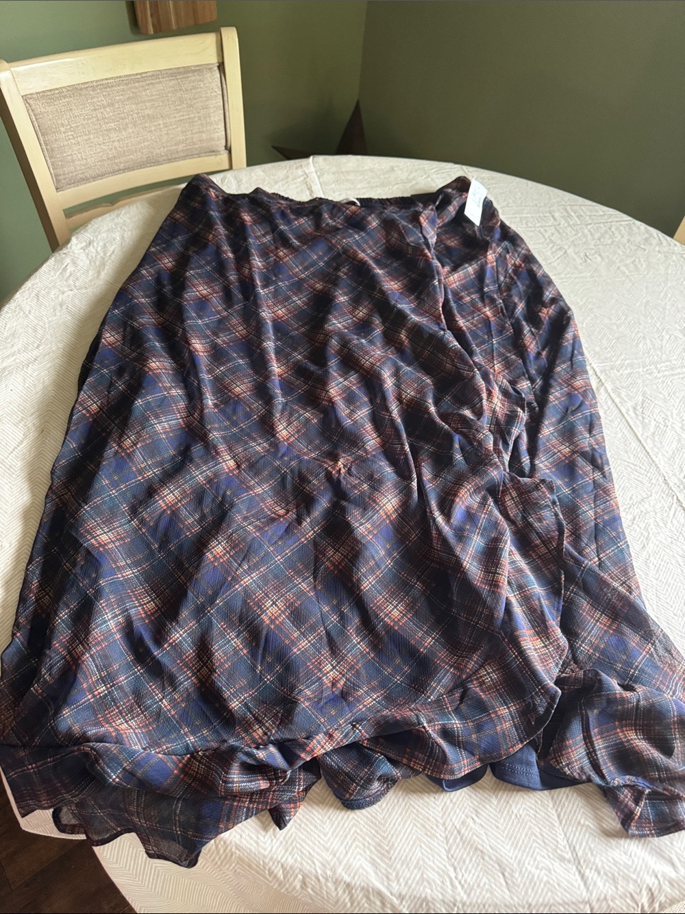 Maurices Navy Plaid Skirt with Rust Accents